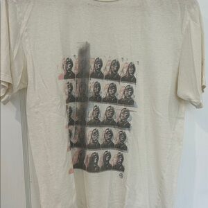 Anine Bing Cream Graphic Photo-Grid Short Sleeve Tee